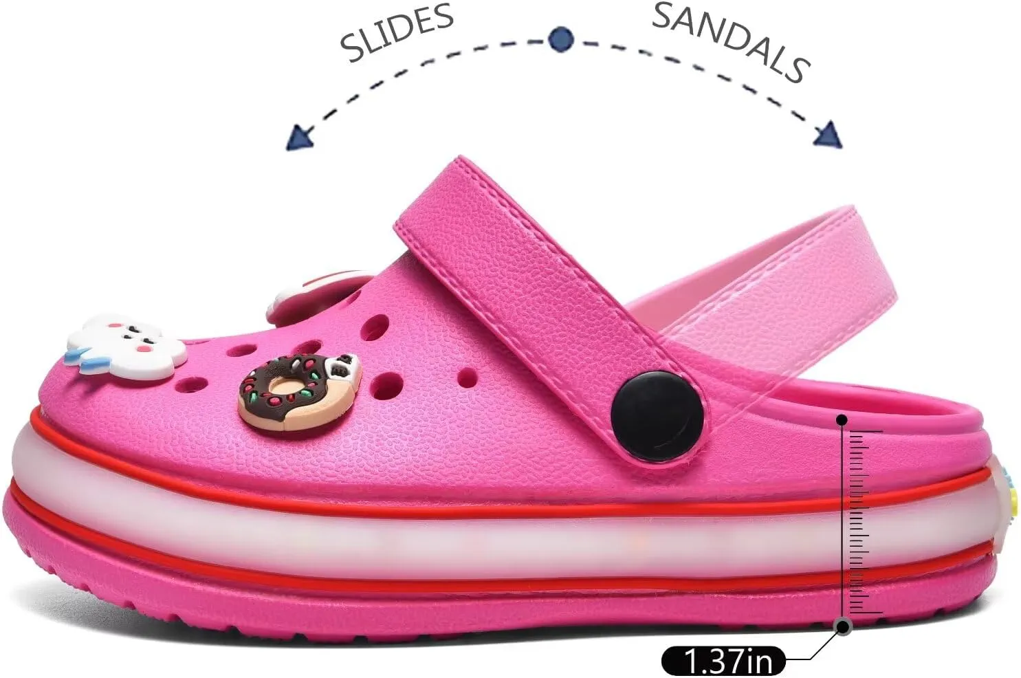 XPKWS Toddler Kids Clogs Boys Girls LED Garden Shoes Light up Sandals Slip on Quick Dry Beach Slippers