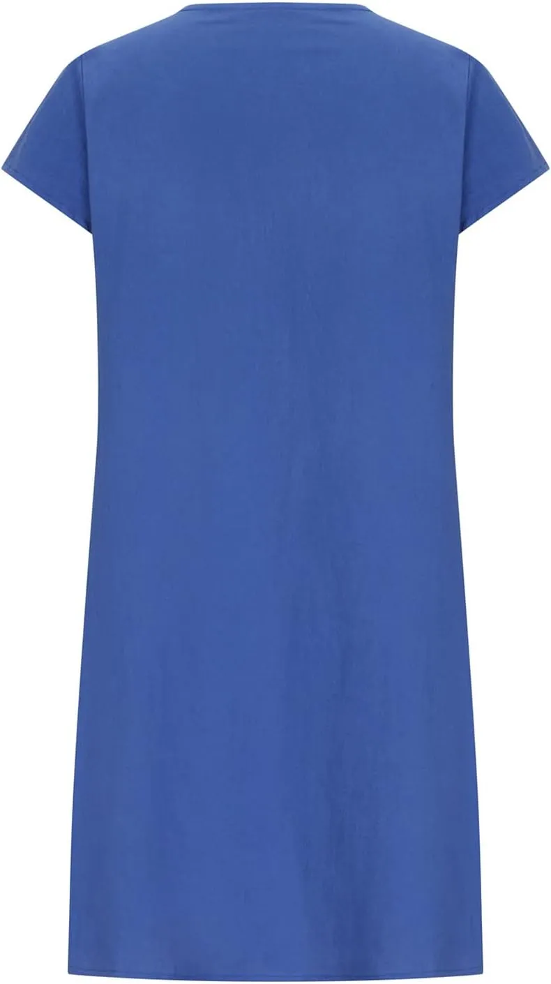 XUNRYAN 2025 Summer Dresses Womens Cotton Linen Shirt Mini Dress Short Sleeve Casual Pleated Beach Sundress Ladies Clothes
