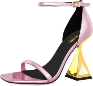 XYD Women Open Toe Block Heeled Sandals Fashion Flared High Heel with Crystals Ankle Strap Pumps Event Party Shoes