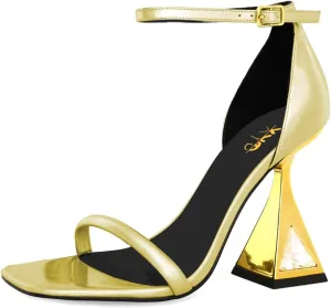 XYD Women Open Toe Block Heeled Sandals Fashion Flared High Heel with Crystals Ankle Strap Pumps Event Party Shoes