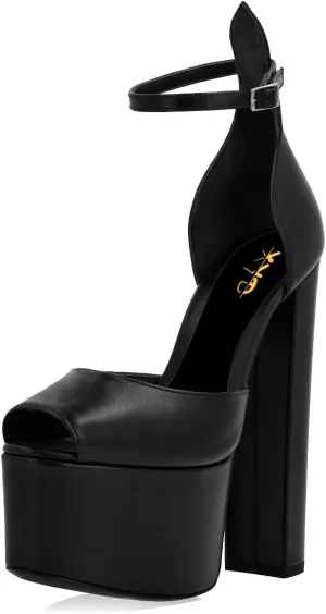 XYD Women's Platform Sandals Peep Toe Sexy Block High Heels Crystal Studs Ankle Strap Pumps Fashion Evening Event Club Shoes