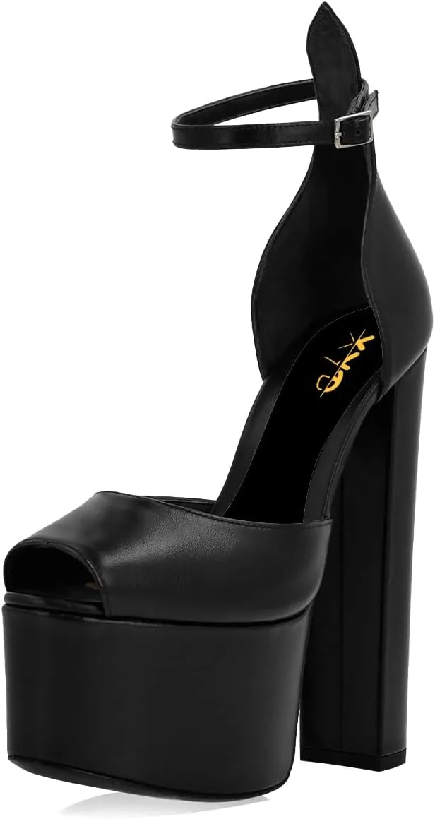 XYD Women's Platform Sandals Peep Toe Sexy Block High Heels Crystal Studs Ankle Strap Pumps Fashion Evening Event Club Shoes