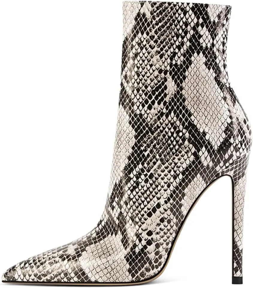 XYD Women's Pointed Toe Ankle Boots, Classic Stilettos High Heels, Zipper Side, Fashion Dress Office Lady Solid Color Booties Shoes