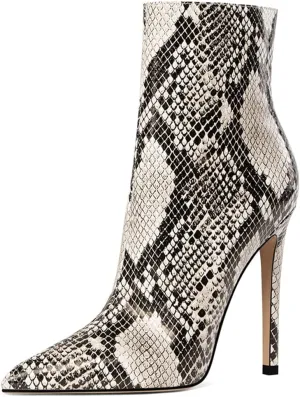 XYD Women's Pointed Toe Ankle Boots, Classic Stilettos High Heels, Zipper Side, Fashion Dress Office Lady Solid Color Booties Shoes