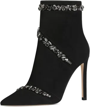 XYD Women's Pointed Toe Ankle Boots, Classic Stilettos High Heels, Zipper Side, Fashion Dress Office Lady Solid Color Booties Shoes