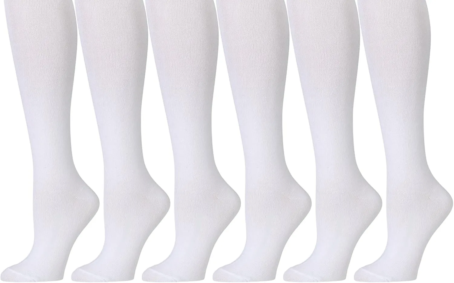 Yacht & Smith 6 Pairs of Women's Cotton Knee High Socks, Solid Colors Stylish Boot Sock, Black