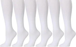 Yacht & Smith 6 Pairs of Women's Cotton Knee High Socks, Solid Colors Stylish Boot Sock, Black