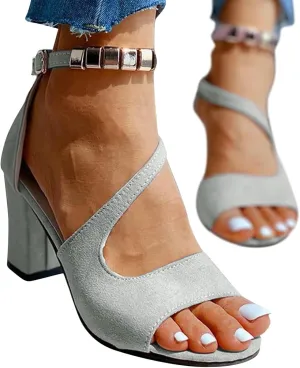 Yanzhenglip Sandals Women Fashion Heels, Women'S Sexy High Heel Sandals Open Toe Pointed Party Sandals, Summer Dressy Low Heel Sandals Hollowed Out Comfortable