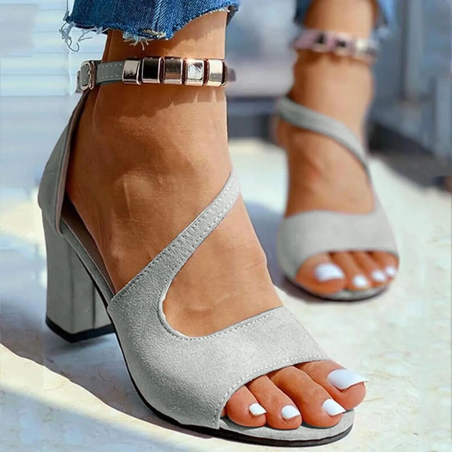 Yanzhenglip Sandals Women Fashion Heels, Women'S Sexy High Heel Sandals Open Toe Pointed Party Sandals, Summer Dressy Low Heel Sandals Hollowed Out Comfortable