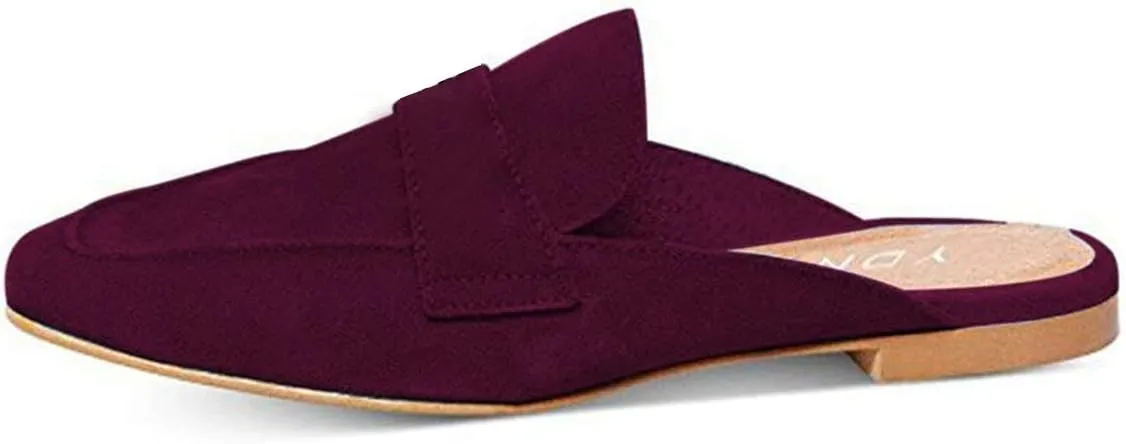 YDN Classic Solid Colour Mules Slippers Flats Almond Pointed Toe Comfort Indoor Casual Slip on Shoes 4-15 US