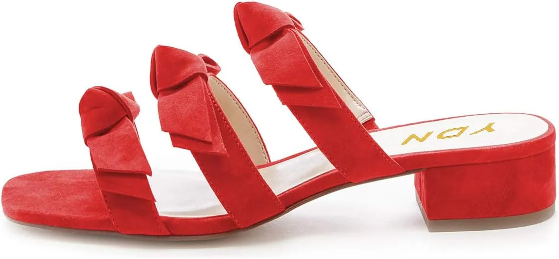 YDN Women Adorable Open Toe Low Heel Slide Sandals Slip on Clogs Mules Block Comfy Sandals Dress Shoes