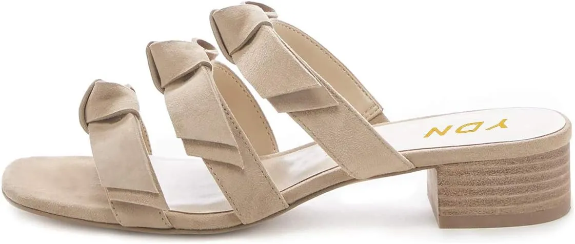 YDN Women Adorable Open Toe Low Heel Slide Sandals Slip on Clogs Mules Block Comfy Sandals Dress Shoes