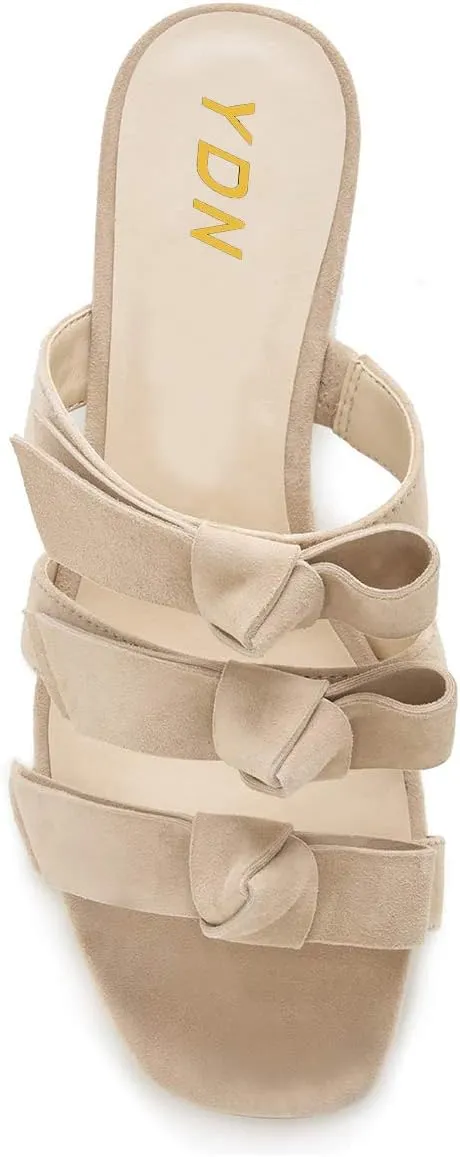 YDN Women Adorable Open Toe Low Heel Slide Sandals Slip on Clogs Mules Block Comfy Sandals Dress Shoes