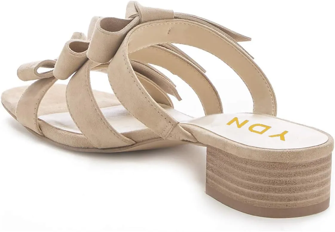 YDN Women Adorable Open Toe Low Heel Slide Sandals Slip on Clogs Mules Block Comfy Sandals Dress Shoes