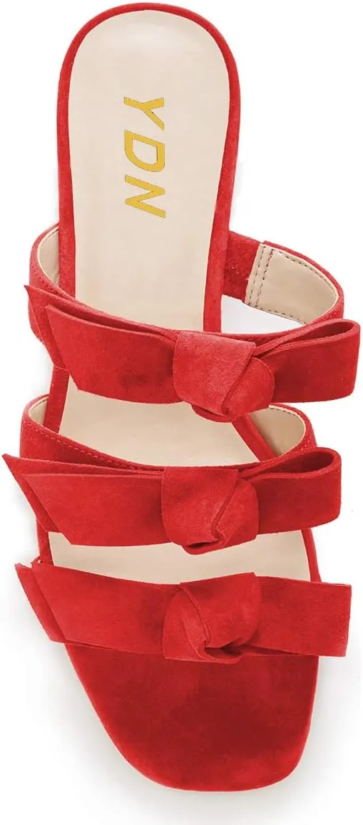 YDN Women Adorable Open Toe Low Heel Slide Sandals Slip on Clogs Mules Block Comfy Sandals Dress Shoes