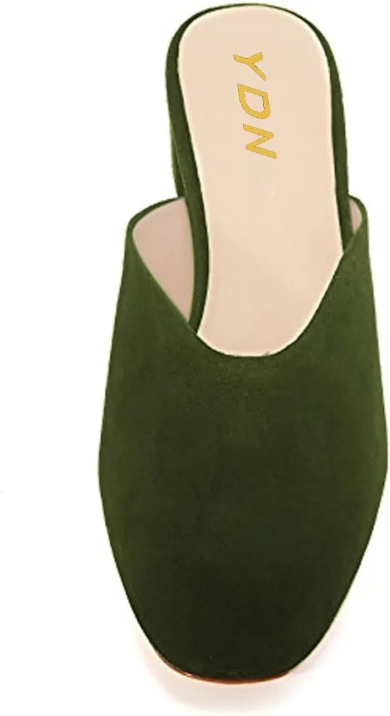 YDN Women Block Low Heels Mules Slip on Clogs Round Toe Pumps Slide Casual Shoe