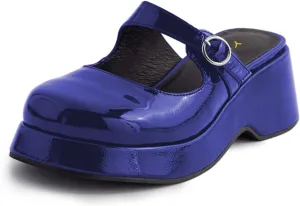 YDN Women Buckle Mules Ankle Strap Slippers Slip On Sandals Platform Wedge Low Heels Closed Round Toe Shoes Party Shopping Indoor Size 4-16 US
