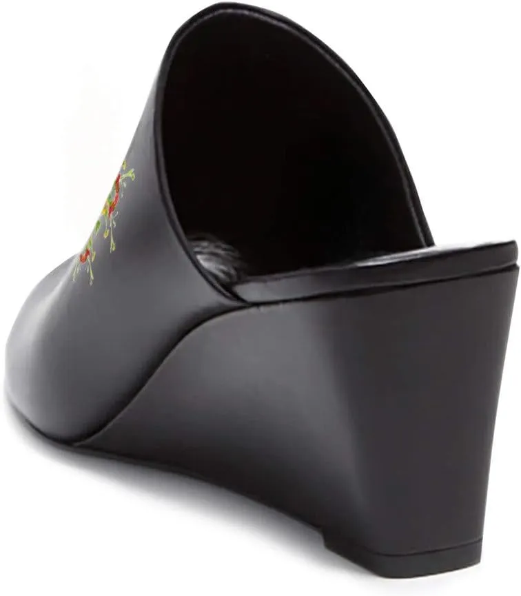 YDN Women Casual Peep Toe Slide Mules Wedge Heel Sandals Slip On Shoes