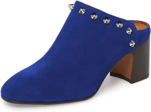 YDN Women Classic Block Chunky Mid Heels Slide Mule Clogs Dressy Slip On Closed Toe Backless Pumps Casual Loafer Shoes