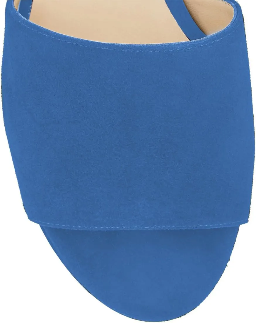 YDN Women Comfy Peep Toe Platform Sandals Slip on Cork Wedge High Heel Mules Beach Casual Outfit Shoes