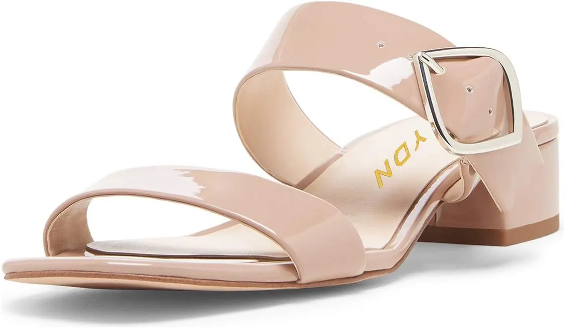 YDN Women Dressy Block Low Heel Mules Slip on Sandals Open Toe Pumps Slide Clogs Shoes