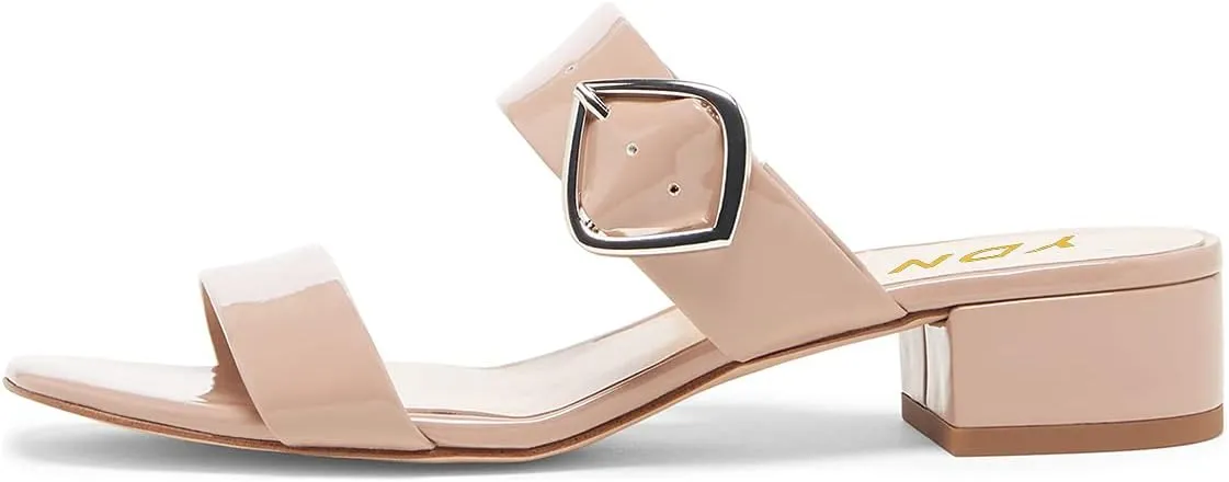 YDN Women Dressy Block Low Heel Mules Slip on Sandals Open Toe Pumps Slide Clogs Shoes