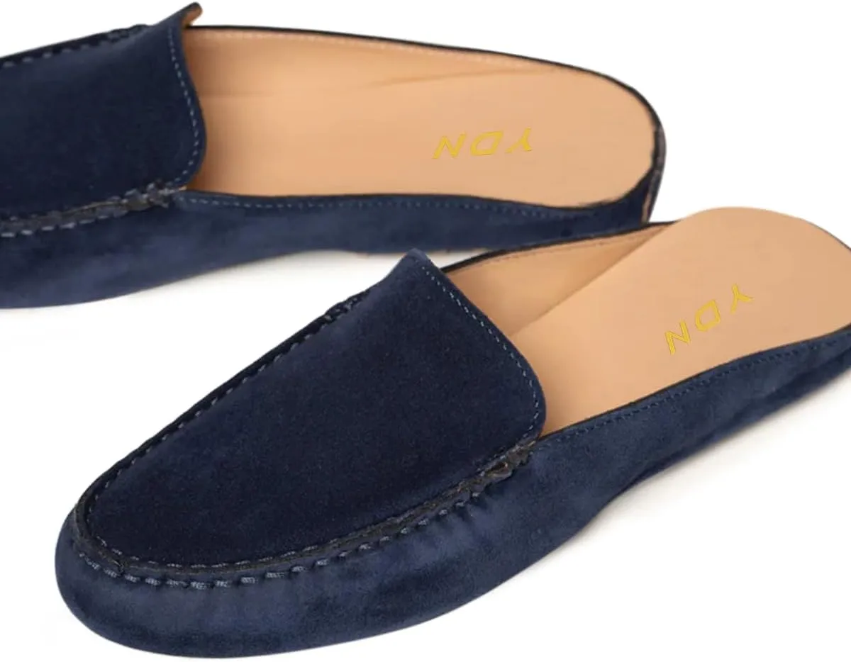YDN Women Dressy Mules Round Closed Toe Slip On Sandals Slippers Flats No Heels Shoes Shopping Daily Size 4-15 US