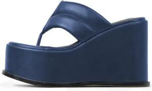 YDN Women Dressy Platform Mules Round Open Toe Slip On Sandals Wide Strap Flip Flop Slippers Wedge High Heels Shoes Party Daily Size 4-15 US