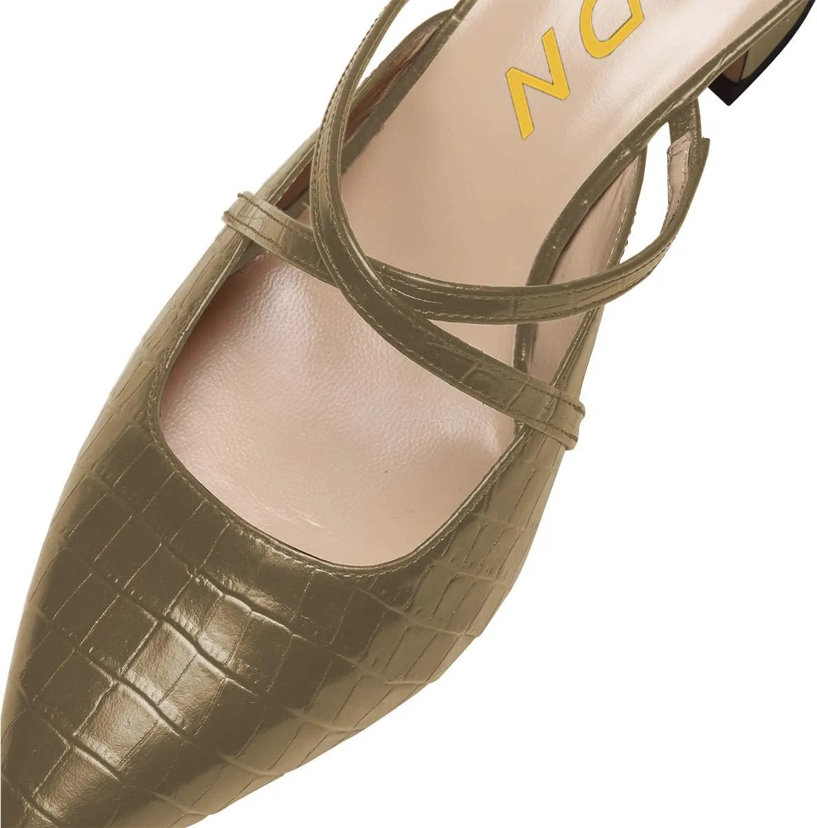 YDN Women Fashion Crocodile Print Mules Cross Straps Block Chunky Mid Low Heel Slip On Sandals 4-15 US