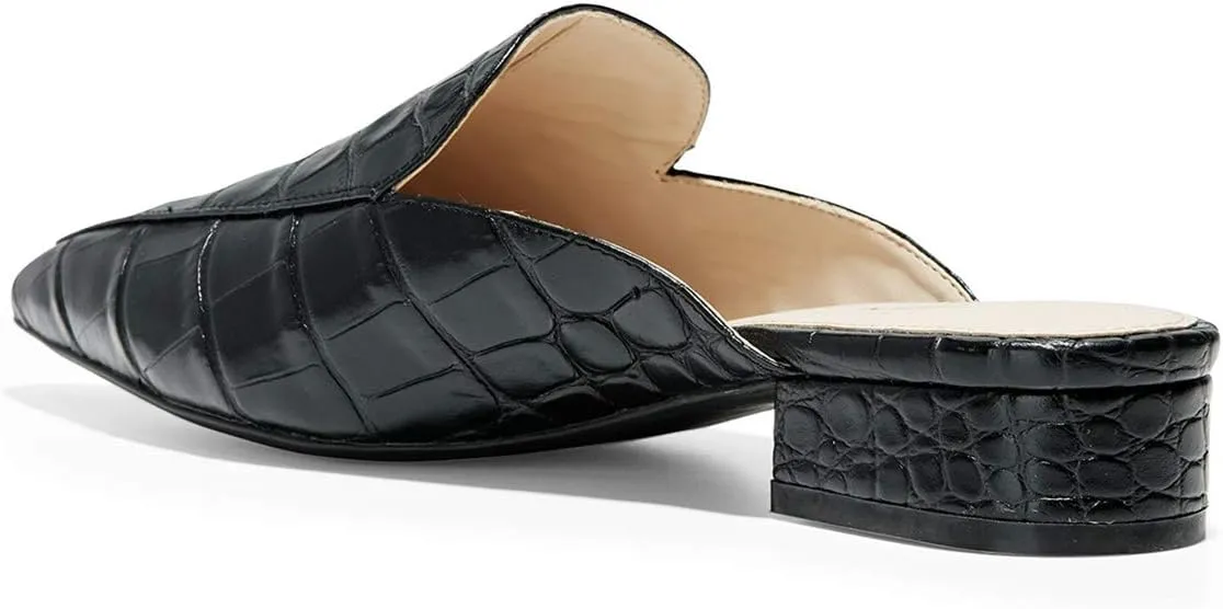 YDN Women Low Heel Comfort Mules Slip on Backless Sandals Pointed Toe Flats Loafers Slide Slipper Easy Walking Shoes