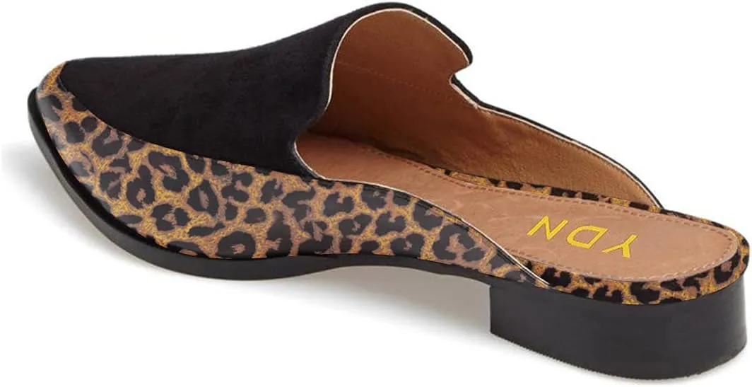 YDN Women Low Heel Mules Slip On Flats Loafers Pointy Toe Clogs Slide Slipper Shoe Size 4-15 US
