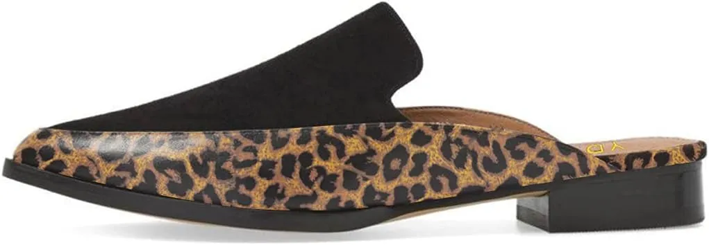 YDN Women Low Heel Mules Slip On Flats Loafers Pointy Toe Clogs Slide Slipper Shoe Size 4-15 US