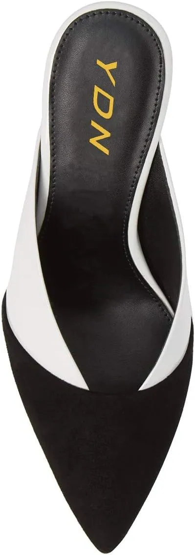 YDN Women Pointed Toe Mid Heel Clogs Mules Slip on Sandals Slide Dress Shoes Size 4-15