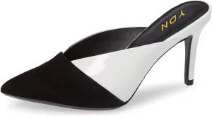 YDN Women Pointed Toe Mid Heel Clogs Mules Slip on Sandals Slide Dress Shoes Size 4-15