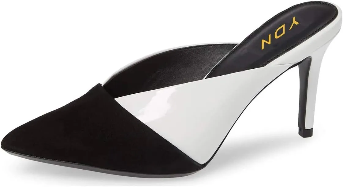 YDN Women Pointed Toe Mid Heel Clogs Mules Slip on Sandals Slide Dress Shoes Size 4-15