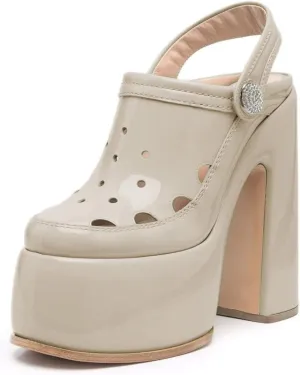 YDN Women Summer Closed Toe Platform Clogs Chunky High Heel Studded Sandals Slingback Strap Mules Fashion Party Prom Dressy Shoes Size 4-15 US
