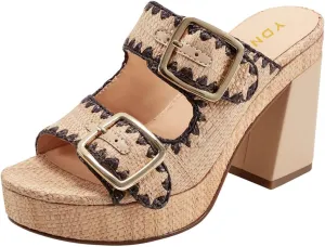 YDN Women's Chunky Platform Open Toe Slip On Mules High Heel Double Strap Buckle Sandals Daily Dress Prom Shoes Size 4-16 US