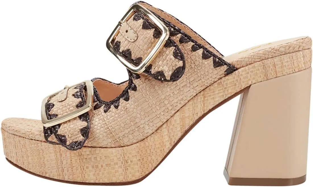 YDN Women's Chunky Platform Open Toe Slip On Mules High Heel Double Strap Buckle Sandals Daily Dress Prom Shoes Size 4-16 US