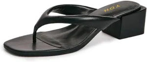 YDN Women's Comfortable Chunky Low Heel Flip Flop Sandals Open Square Toe Thong Slide Mules Indoor and Outdoor Dressy Casual Slipper Shoes Size 4-16 US