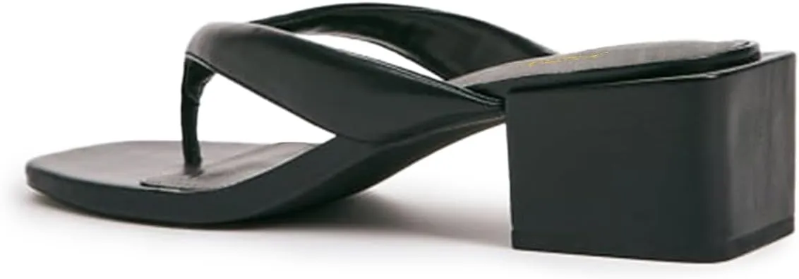 YDN Women's Comfortable Chunky Low Heel Flip Flop Sandals Open Square Toe Thong Slide Mules Indoor and Outdoor Dressy Casual Slipper Shoes Size 4-16 US