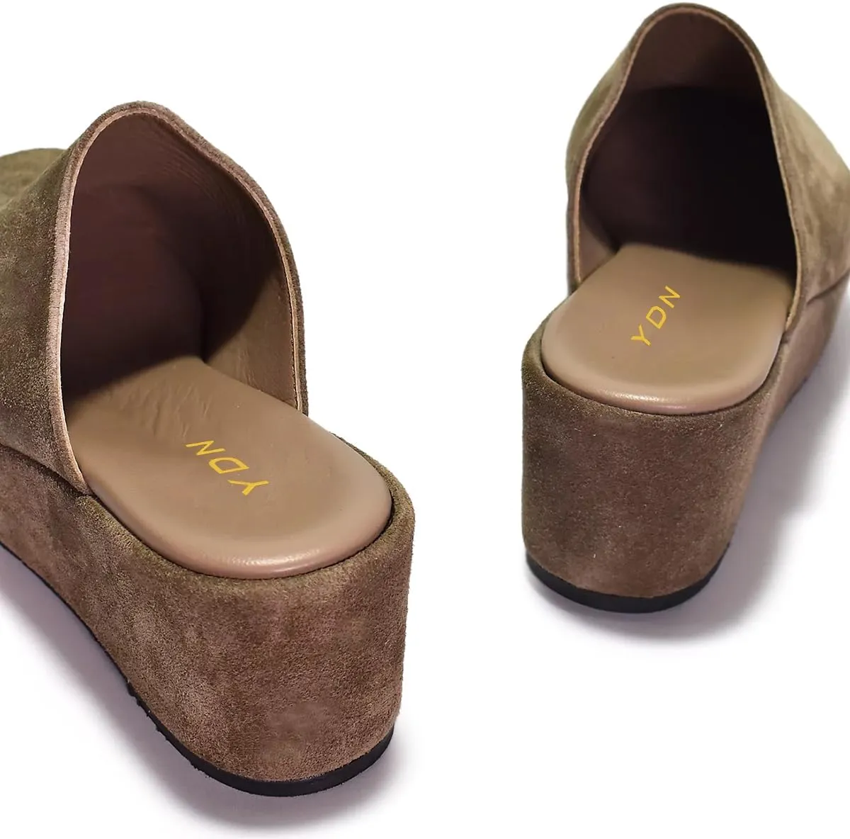 YDN Women's Cute Round Toe Platform Heeled Mules Mid Wedge Heels Slippers Comfort Slip On Sandals Indoor and Outdoor Slide Shoes Size 4-16 US