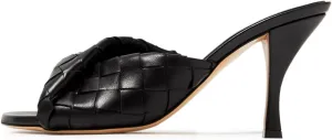 YDN Women's Open Toe Checkered Pretty Mules High Spool Heels Slide Sandals Slip On Pumps Dressy Casual Party Daily Shoes Size 4-16 US