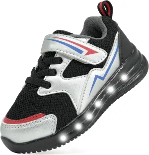 YESKIS Toddler Boys Girls Light Up Shoes LED Flashing Lightweight Mesh Breathable Adorable Running Sneakers for Toddler and Little Kid