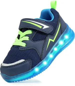 YESKIS Toddler Boys Girls Light Up Shoes LED Flashing Lightweight Mesh Breathable Adorable Running Sneakers for Toddler and Little Kid