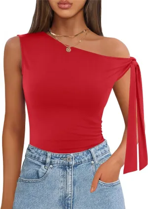 ZESICA Women's Off Shoulder Tops 2025 Summer Sleeveless Knit Slim Fit Cute T Shirts Going Out Tank Top