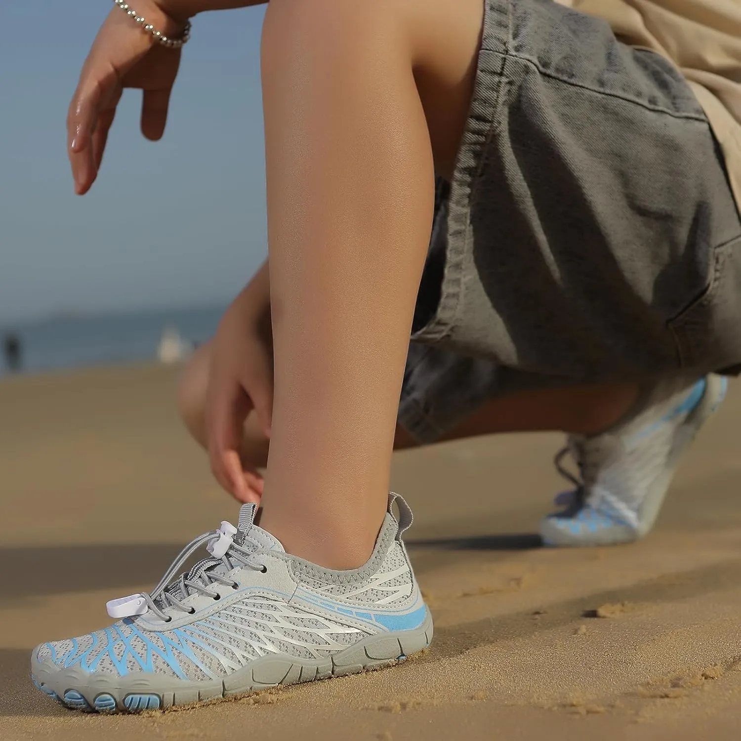 ZWRXW Barefoot Shoes Kids Boys Girls Toddler Shoes Wide Toe Box and Quick-Dry Sand Toddler Breathable Sneakers Tennis Non-Slip Hiking Footwear Comfort Anti-Slip Walking Sneakers
