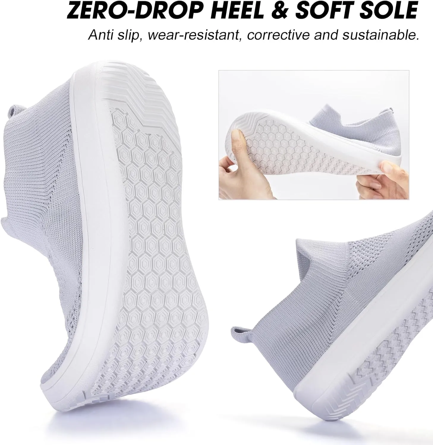 ZYEN Wide Toe Box Shoes Women Wide Width Sneakers Zero Drop Minimalist Barefoot Shoes Comfort Non-Slip Wide Running Walking Shoes