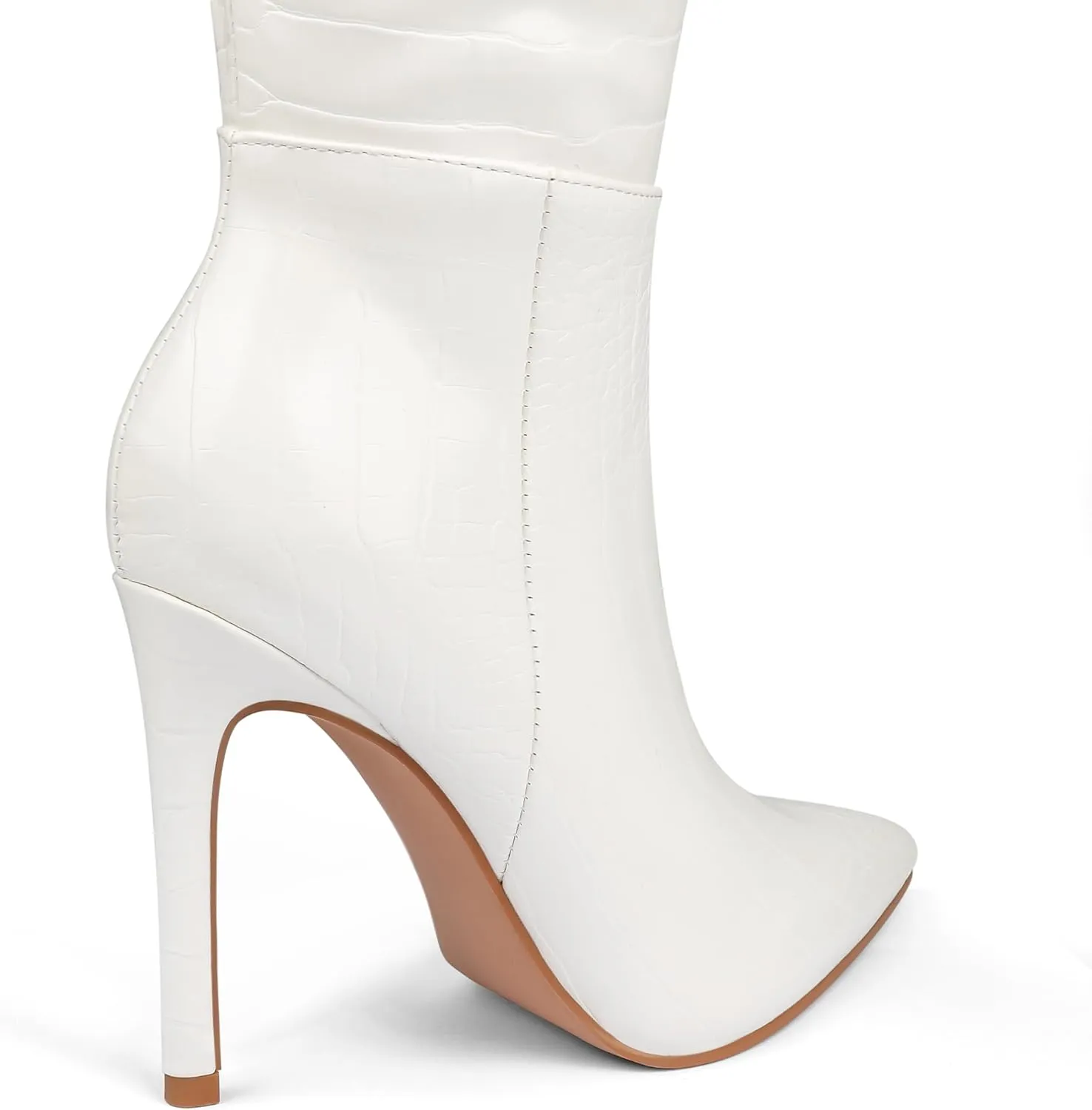 Zzheels Women's Knee High Boots Buckle Stiletto Boots Pointed Toe Side Zipper Heels Winter Party Dress Shoes
